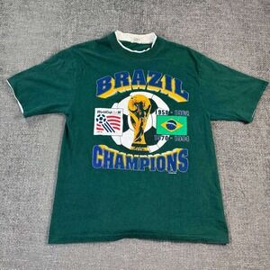 Brazil World Cup 1994 Champions T-Shirt Mens M Green Vintage 90s